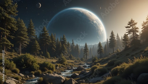 moon over the mountains