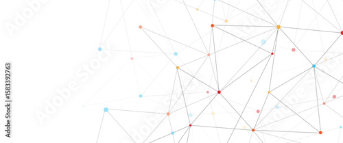 Vector modern line art with technology abstract background with connected line and dots	