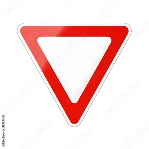 A bright red triangular yield sign, isolated on white background. Free Download A bright red triangular yield sign, isolated on white background. - GFXLoad