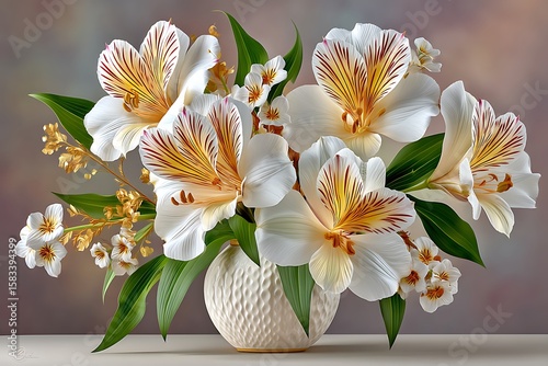 Elegant flower bouquet in ceramic vase high resolution picture