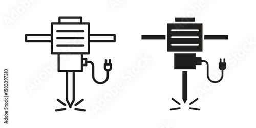 Hydraulic breaker icon vector illustration. Flat design. Graphic design vector symbols.