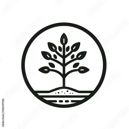Minimalist tree icon, nature symbol, simple design, suitable for eco-friendly projects and branding