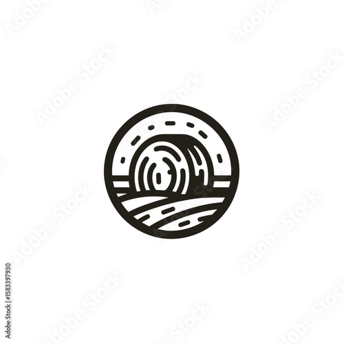 Hay bale illustration in a circular design for agricultural and rural contexts