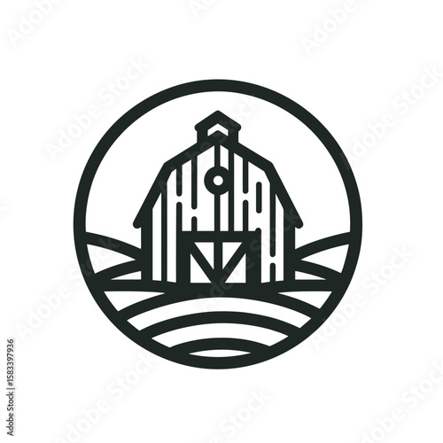 Stylized barn illustration with copy space for rural themes and farm-related projects