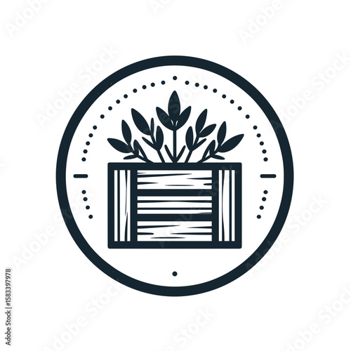 Stylized plant graphic, minimalist design, in neutral colors, suitable for eco-friendly branding