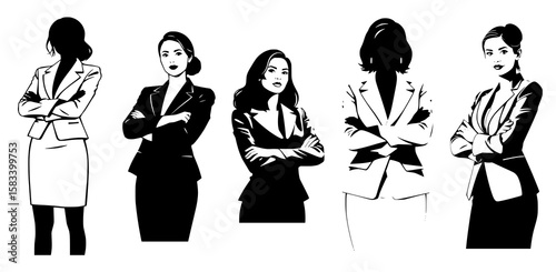Confident Businesswomen: Diverse Group of Leaders with Crossed Arms