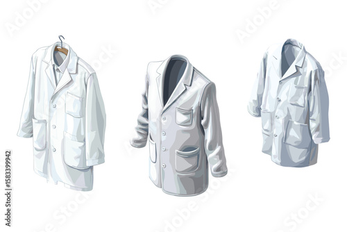 isometric set of medical coats and lab jackets for doctors