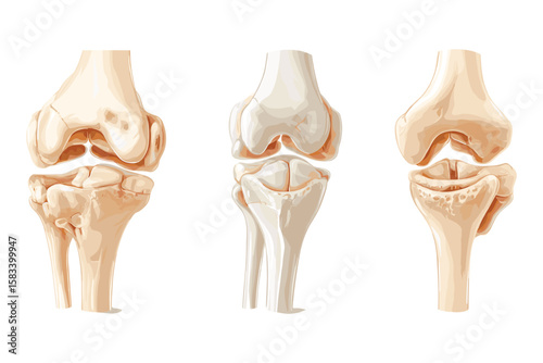 isometric set of human knee joints in anatomical detail