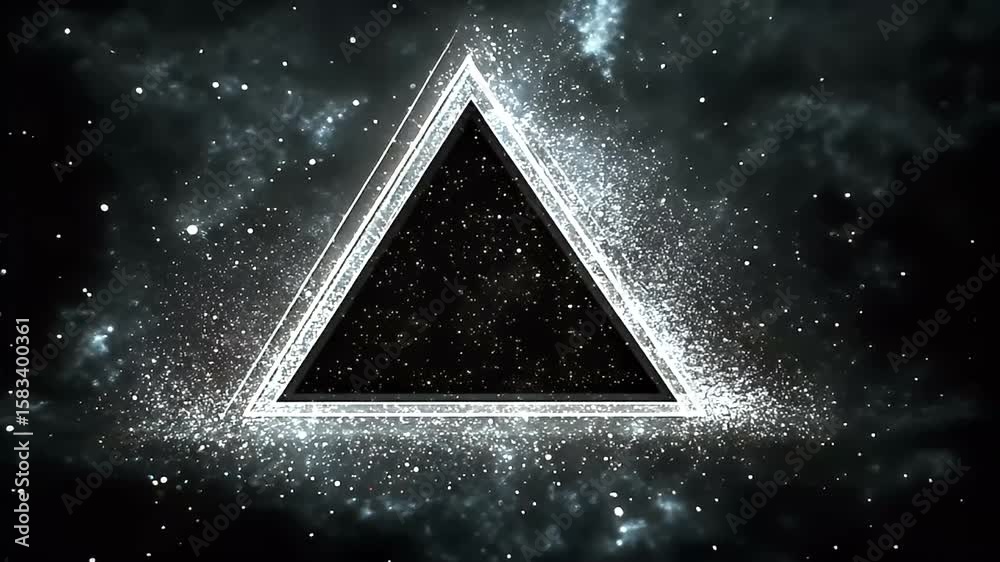 Abstract triangular shape with glittering particles