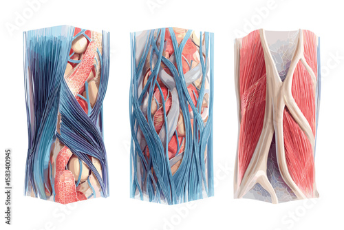 isometric set of human muscles showing different anatomical parts