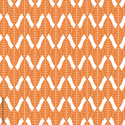 Seamless Pattern of Orange Leaf Motifs on a White Background