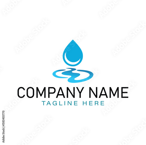 Elegant logo design of a water drop and ripples.