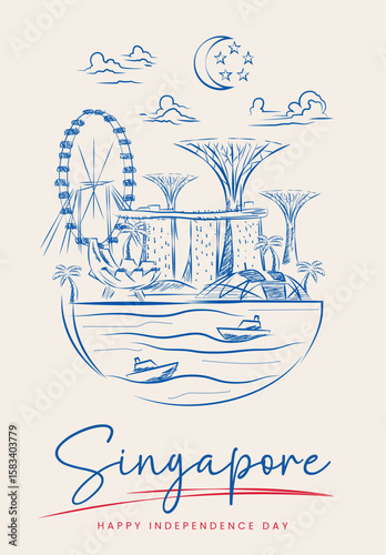 Singapore Independence Day Vector Illustration Design