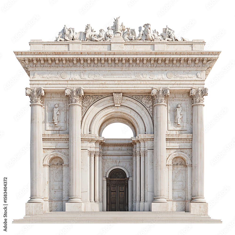 Naklejka premium 3D front view illustration of the Altare della Patria Italy monument isolated on a white transparent background