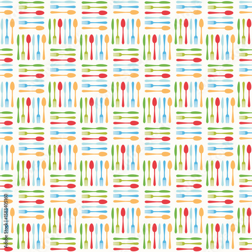 Seamless spoon and cutlery patterns for backgrounds, packaging, textures, fabric patterns, wallpapers, wall decorations for restaurants, cafes and other places to eat