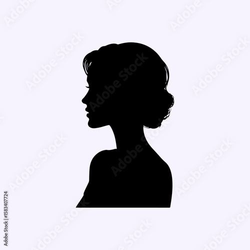 black head girl illustration vector icon