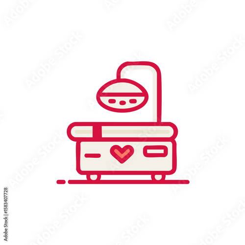 Medical exam table with light: healthcare equipment illustration