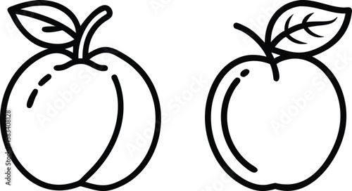 Simple Line Art Illustration of Two Plums with Leaves, Perfect for Branding or Design Projects