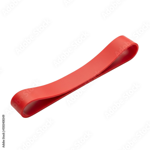 Single red resistance loop for fitness and exercise isolated on transparent background
