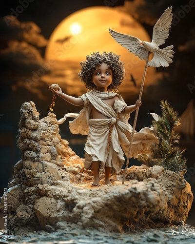 Egyptian digital sculptor 3D child modeling rendering 3D child with detailed texture