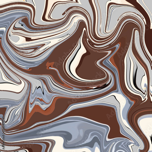 Dark chocolate brown and muted gray marble swirl with high contrast and smooth flowing textures. Great for modern, design, and abstract projects.