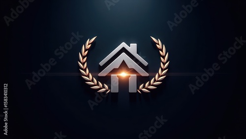 Awarding a home icon with a golden laurel wreath.