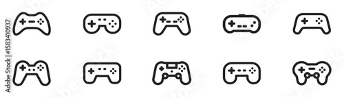 Gaming controller icon set. Silhouette style. Game console. Joystick icon collections. Gamepad icon set. Video game controller, joystick, console icon. Vector Illustration. Vector Graphic. EPS 10