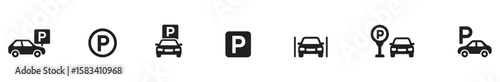 Car parking vector icons. Parking and traffic signs isolated on white background. Vector illustration. Vector Graphic. EPS 10