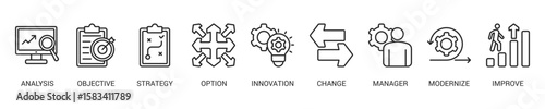 Business Transformation Line Icon Set. Vector Illustration Concept With Some Icons. Designed In Line Style