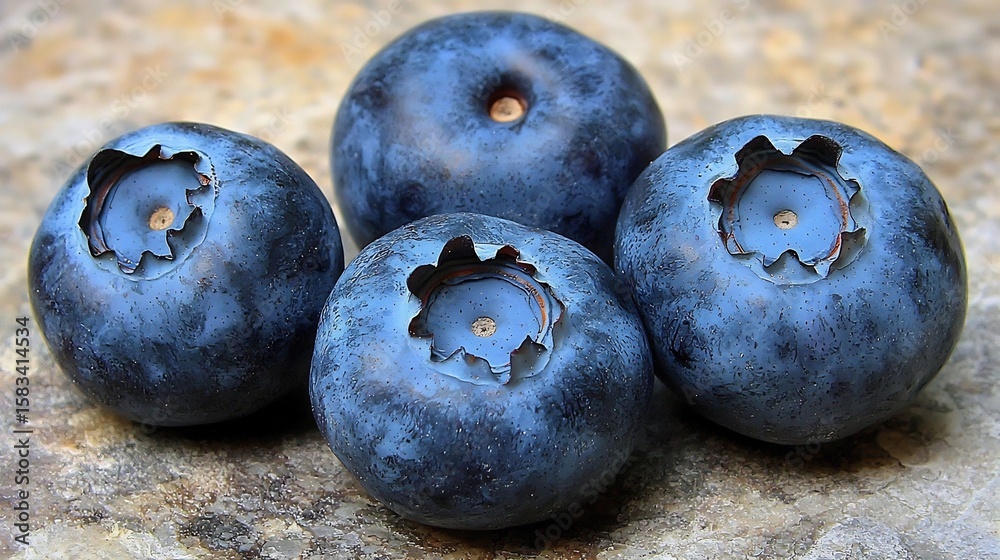 Obraz premium Macro shot of blueberries natural bloom coating and soft shadows