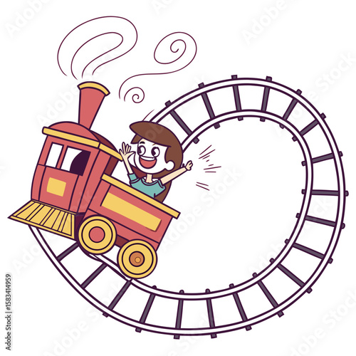 amusement park train track loop whistle