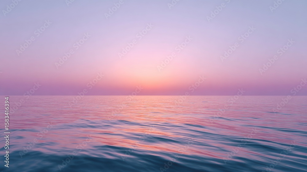 Obraz premium Serene Ocean View at Sunset with Vibrant Gradient Sky and Gentle Waves Reflecting Soft Light