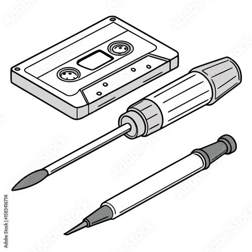 ESD brush set, for cleaning electronics, isolated on a white background.
