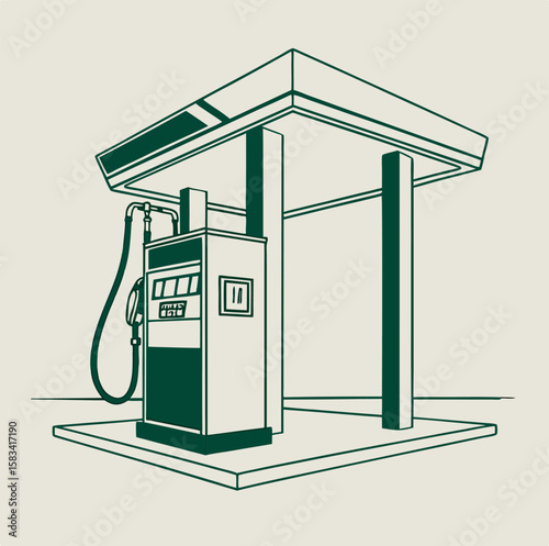 gas pump fuel station gas statio green simple icon vactor on white backround