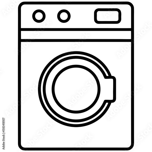 Clean Laundry Machine Line Art