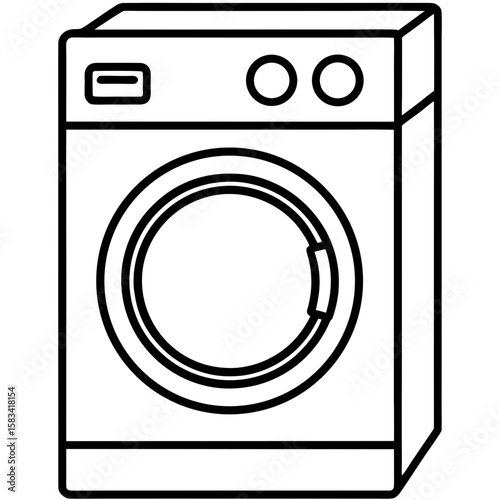 Clean Laundry Machine Line Art