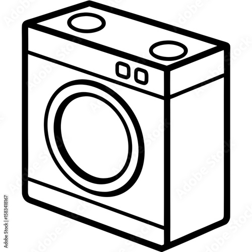 Clean Laundry Machine Line Art