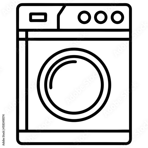 Clean Laundry Machine Line Art