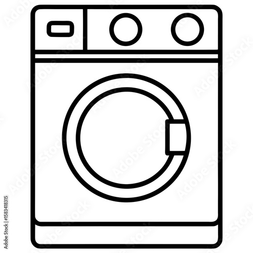 Clean Laundry Machine Line Art