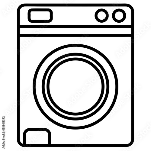 Clean Laundry Machine Line Art