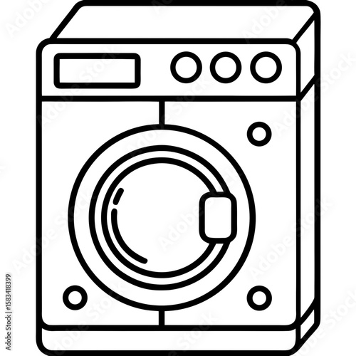 Clean Laundry Machine Line Art