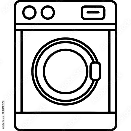 Clean Laundry Machine Line Art