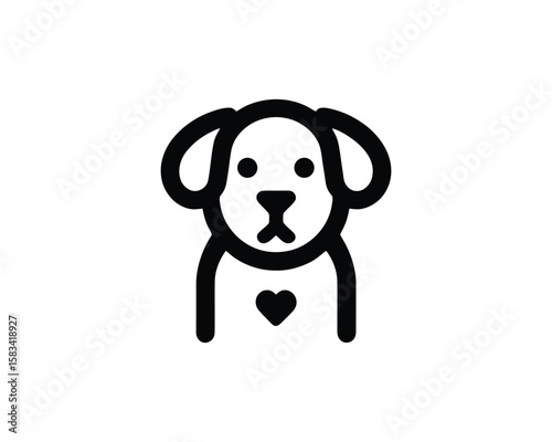 Heartfelt pet companion minimalist dog vector icon