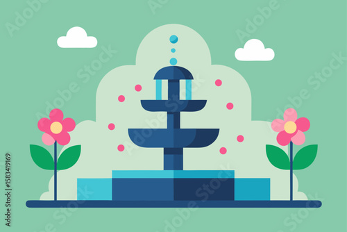 water fountain in city park surrounded