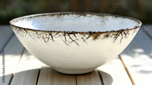 Elegant Ceramic Bowl with Intricate Crackled Glaze Finish