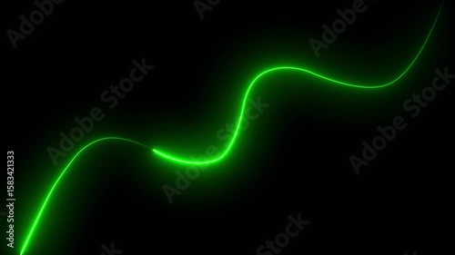 Abstract glowing neon line animation with green color.