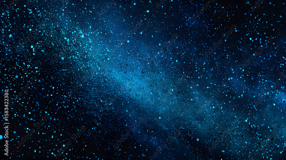 Fototapeta premium Dark grainy background, glowing blue abstract noise texture shape on black banner poster header backdrop. Vibrant color gradient grainy texture background. blue abstract color shape black backdrop