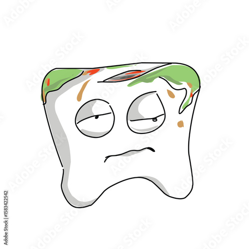 Dirty teeth cavity cartoon character design.eps