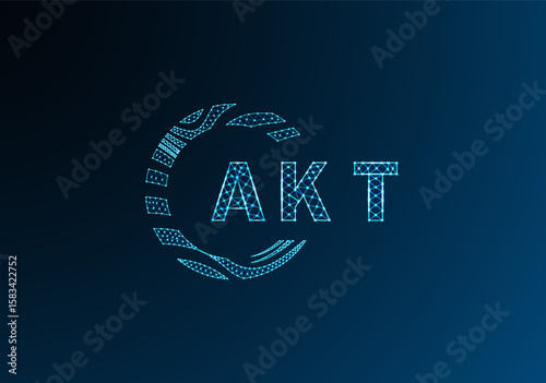 AKT low poly letter logo vector design. AKT lower poly logo design. AKT unique low poly logo design.