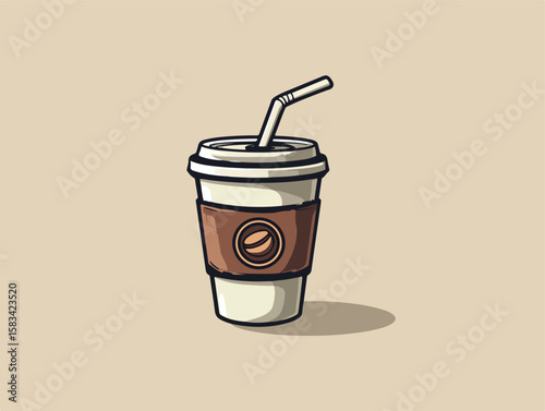 Flying Coffee Cup Flat Vector Illustration